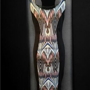 Xhilaration Black Dress with Multicolor Geometric Pattern